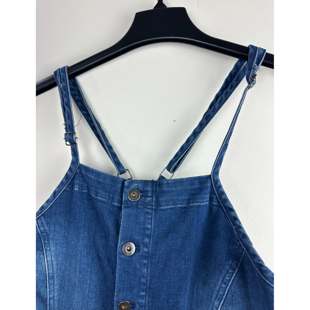 Anthropologie x Pilcro Blue Denim Button Front Overalls Size 31 Stretch Cotton - Picture 6 of 15